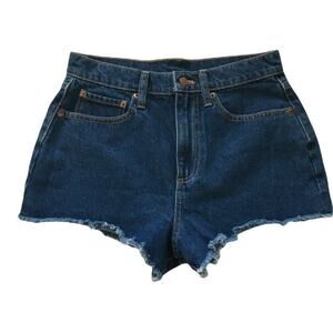 PINK Victoria’s Secret Womens Sz 6 High Rise Denim Cut off Jean Shorts Dark Wash